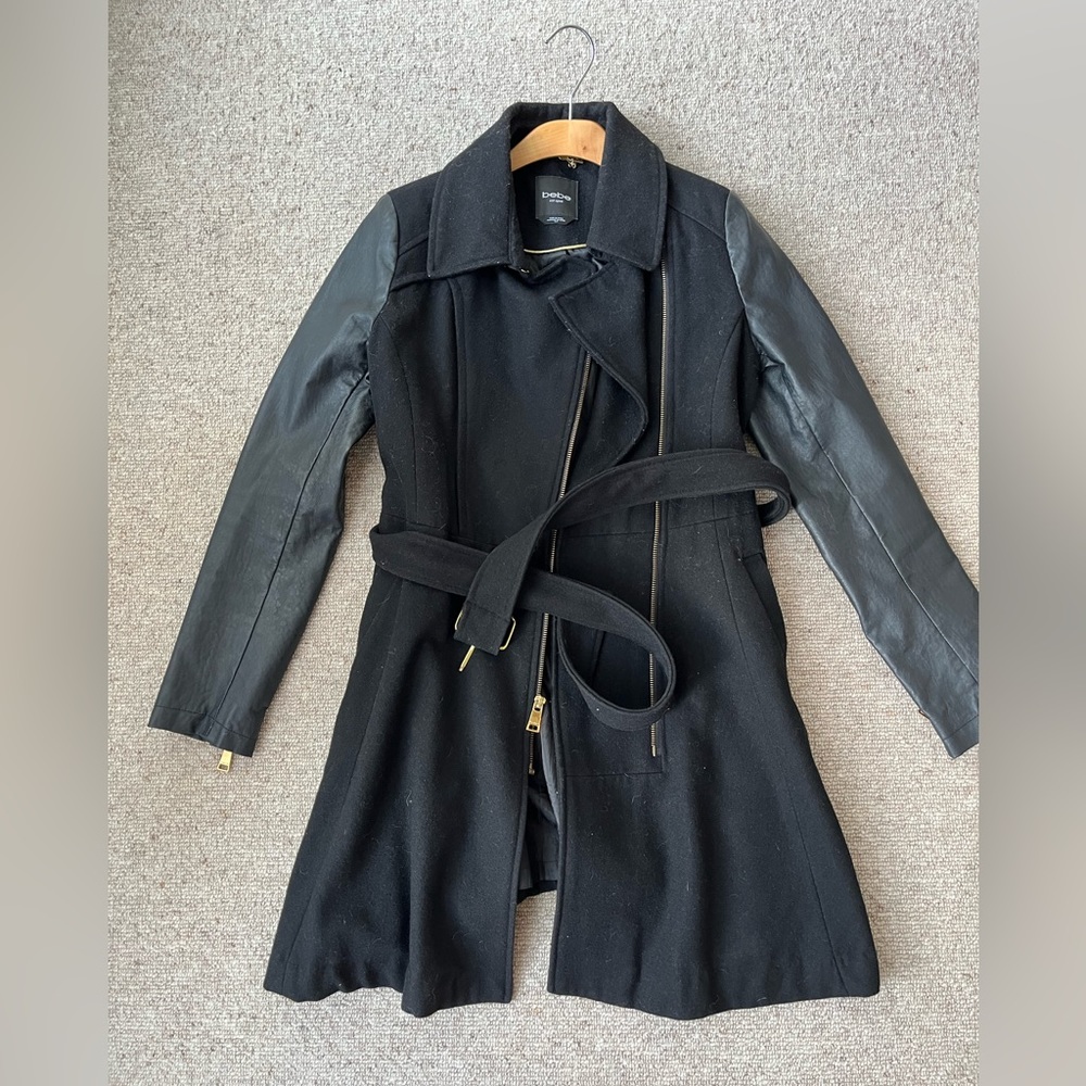Bebe wool & vegan leather Coat - Size S